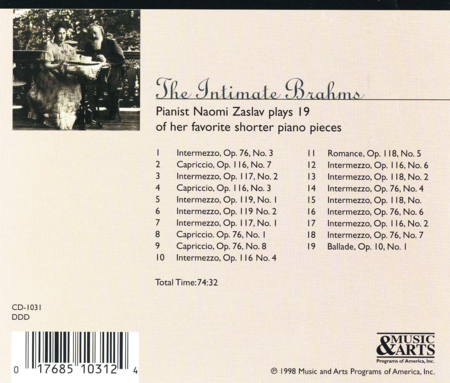 Intimate Brahms: Piano - Treas
