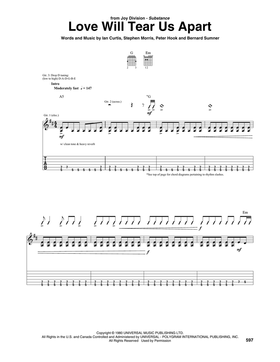 Love Will Tear Us Apart Acoustic Guitar scores gallery preview page 1