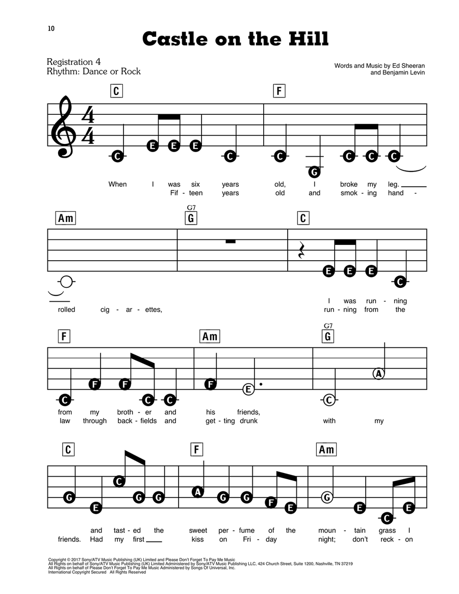 Castle On The Hill Castle On The Hill Electronic Keyboard scores gallery preview page 1
