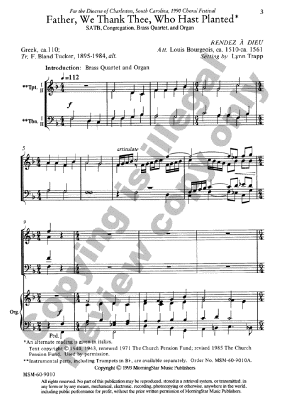 Father, We Thank Thee, Who Has Planted 4-Part scores gallery preview page 2
