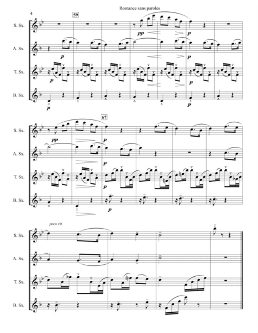 Romance sans paroles Woodwind Quartet scores gallery preview page 5