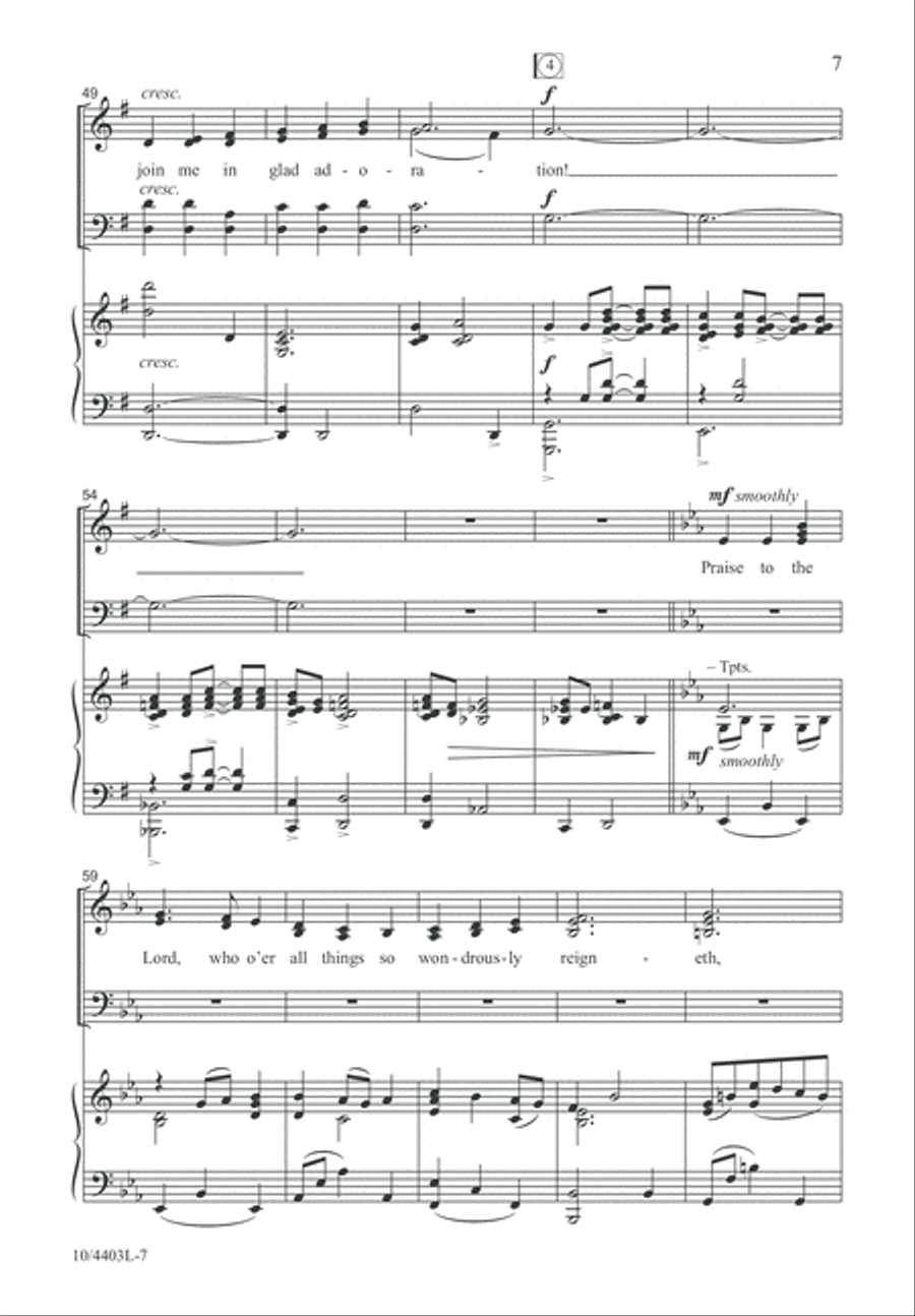 Praise to the Lord, the Almighty 4-Part scores gallery preview page 7