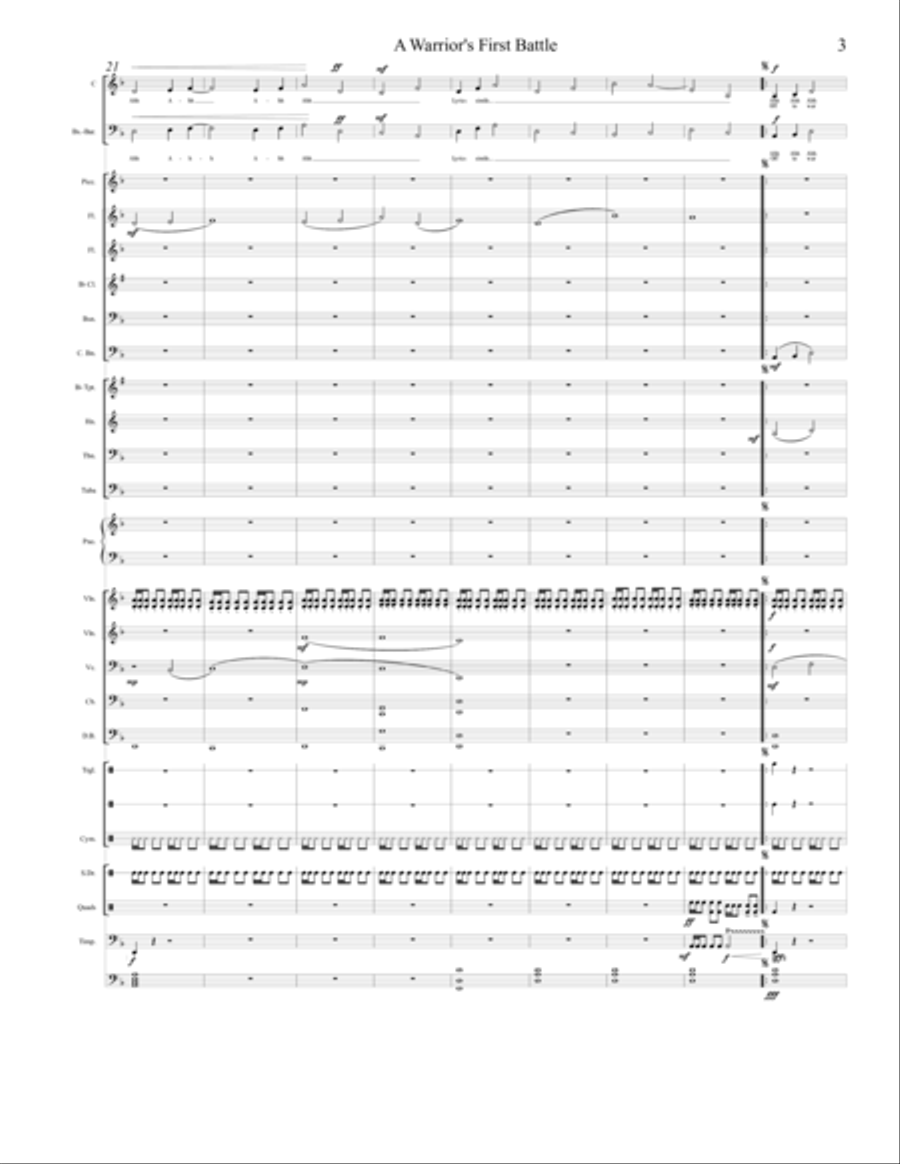 A Warrior's First Battle - For Orchestra & Choir Choir scores gallery preview page 3