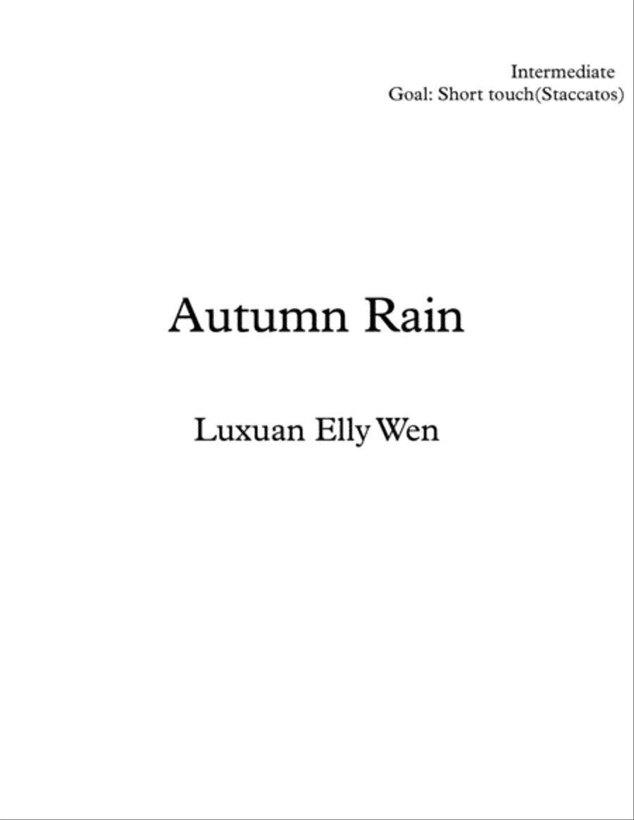 Autumn Rain- - Intermediate piano pedagogical music for short touches Piano Solo scores gallery preview page 1