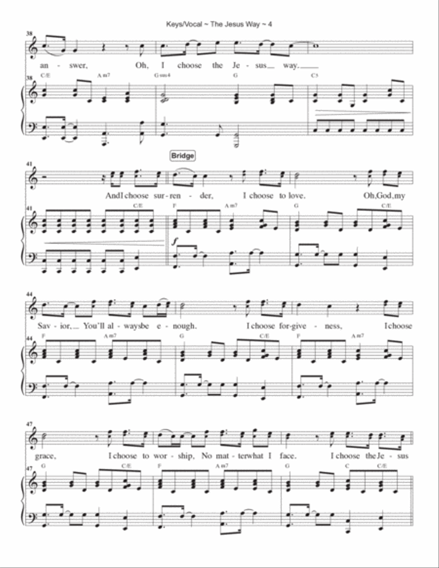 The Jesus Way The Jesus Way Piano, Vocal, Guitar scores gallery preview page 5