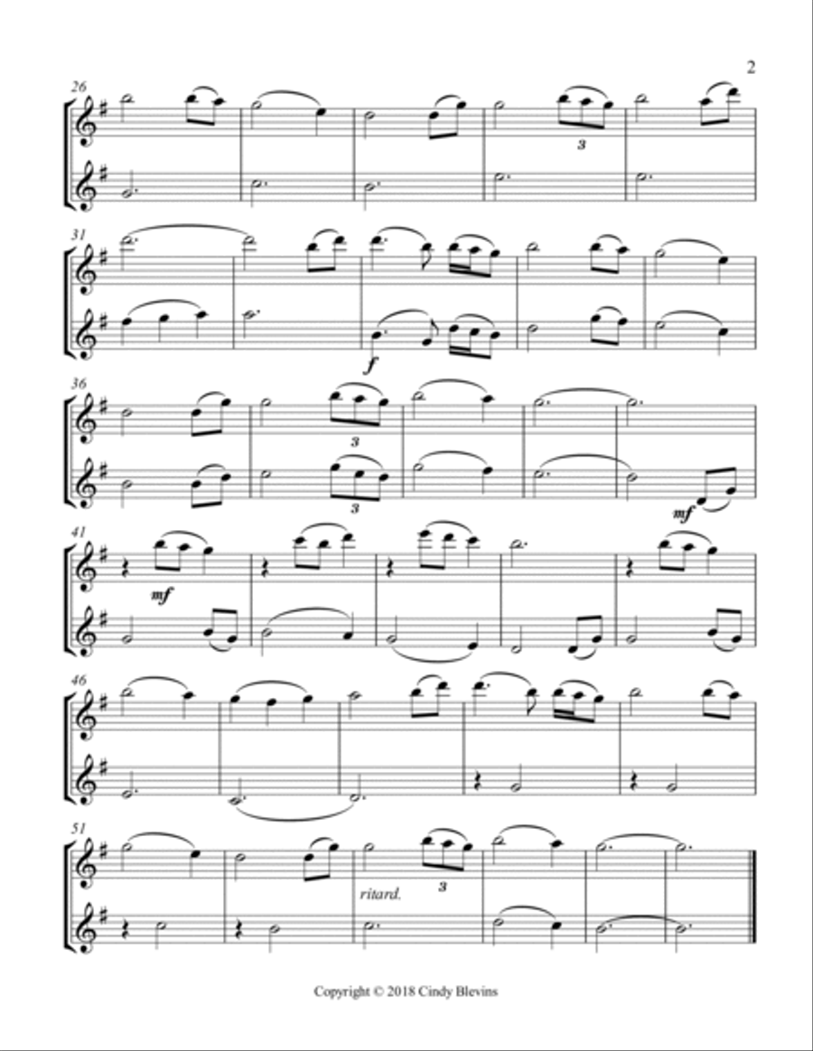 Amazing Grace, for Flute and Violin Flute scores gallery preview page 3