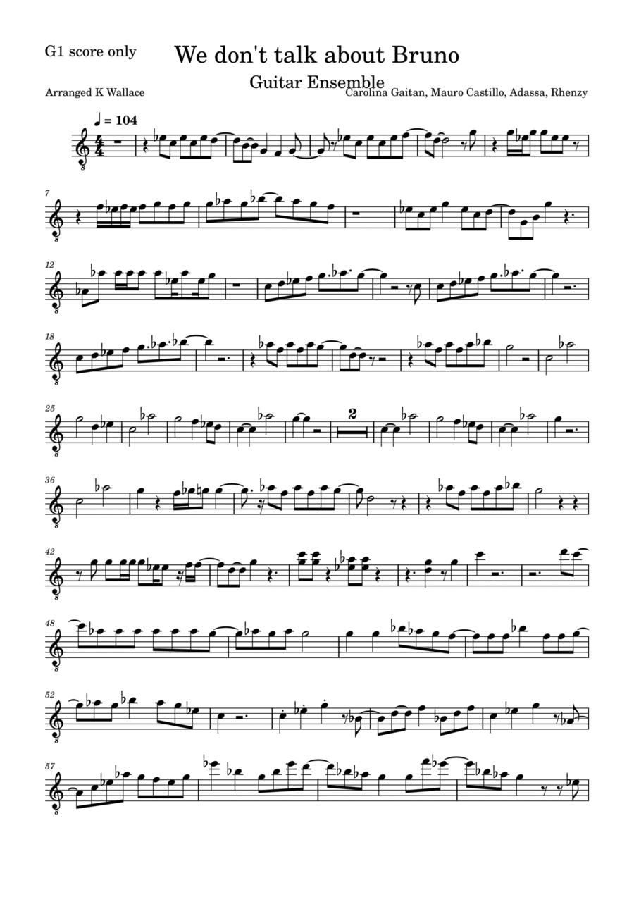 We Don't Talk About Bruno Guitar Solo scores gallery preview page 1