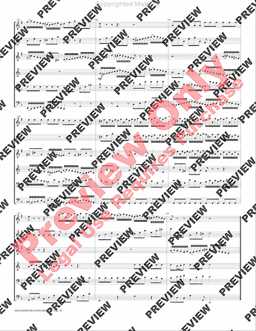 Brandenburg Concerto #3 Brass Quintet scores gallery preview page 15