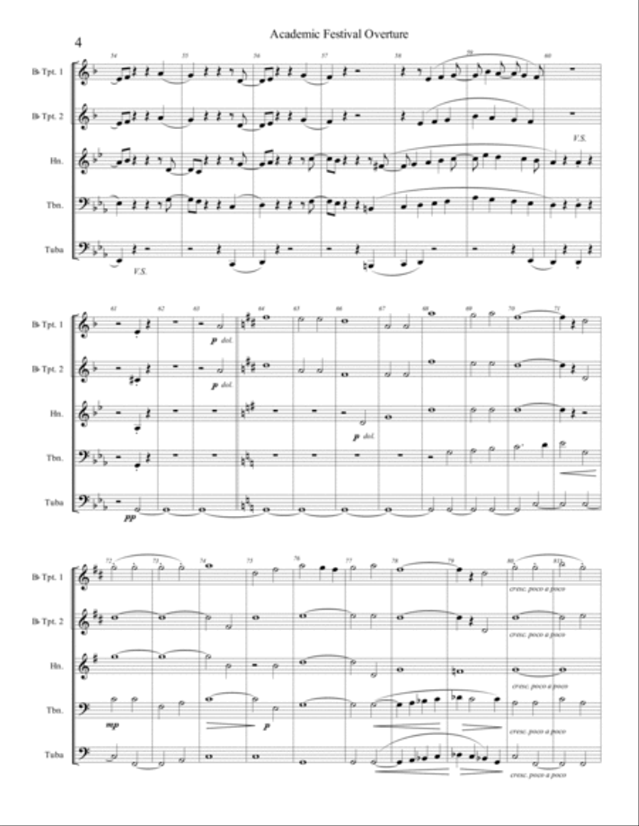 Academic Festival Overture, Opus 80 Brass Ensemble scores gallery preview page 5