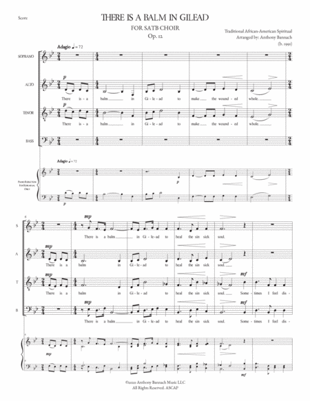 "There is a Balm in Gilead" for SATB Choir image number null