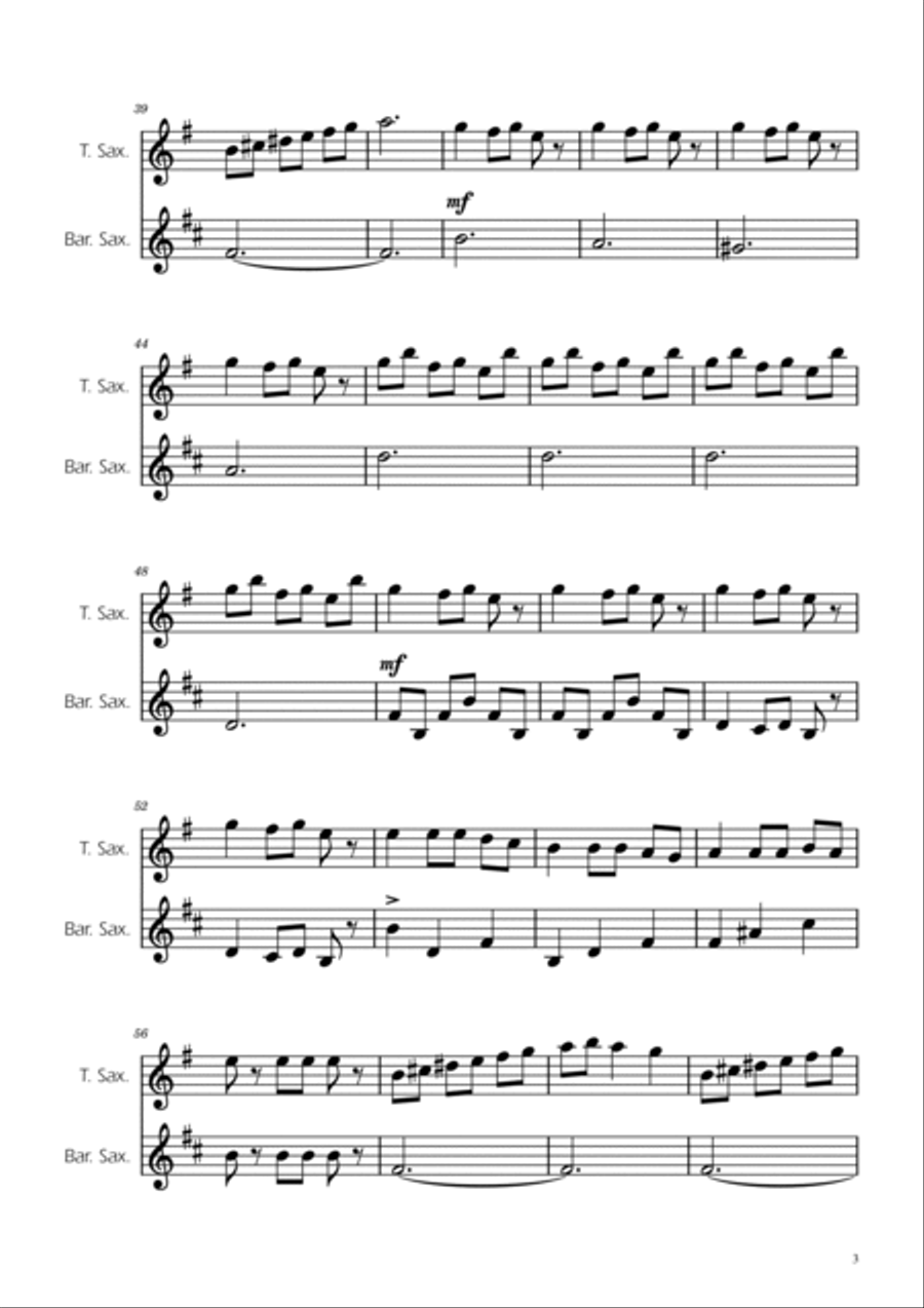 Carol of the Bells - Sax Duet Woodwind Duet scores gallery preview page 3