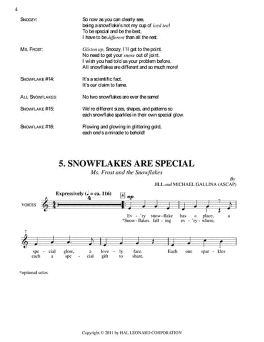 Snoozy Snowflake Unison Choir scores gallery preview page 7
