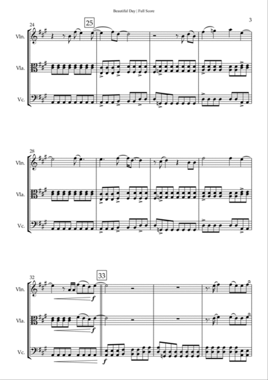 Beautiful Day String Trio scores gallery preview page 3