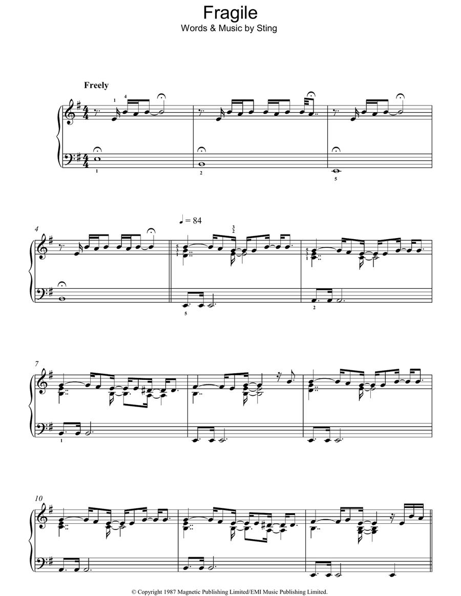 Fragile Piano Solo scores gallery preview page 1