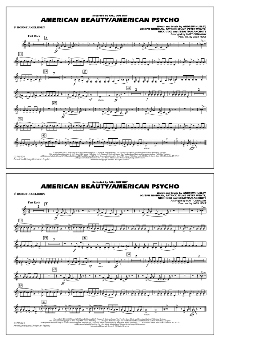 American Beauty/American Psycho - Bb Horn/Flugelhorn Marching Band scores gallery preview page 1