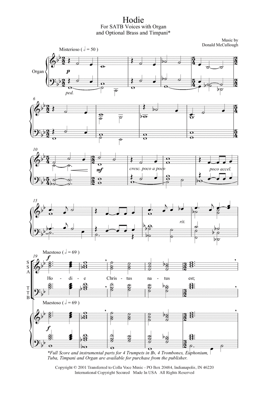 Hodie 4-Part scores gallery preview page 1