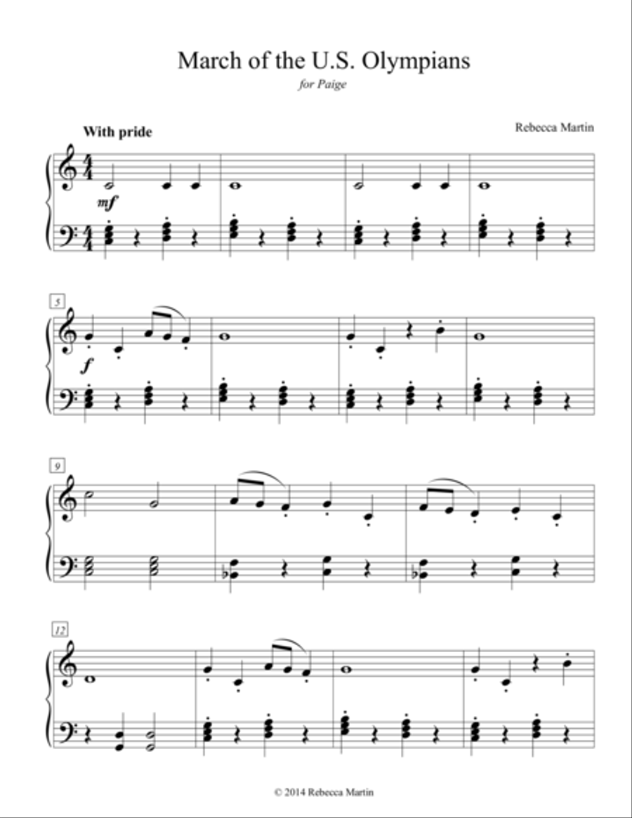 March of the U.S. Olympians Piano Method scores gallery preview page 1