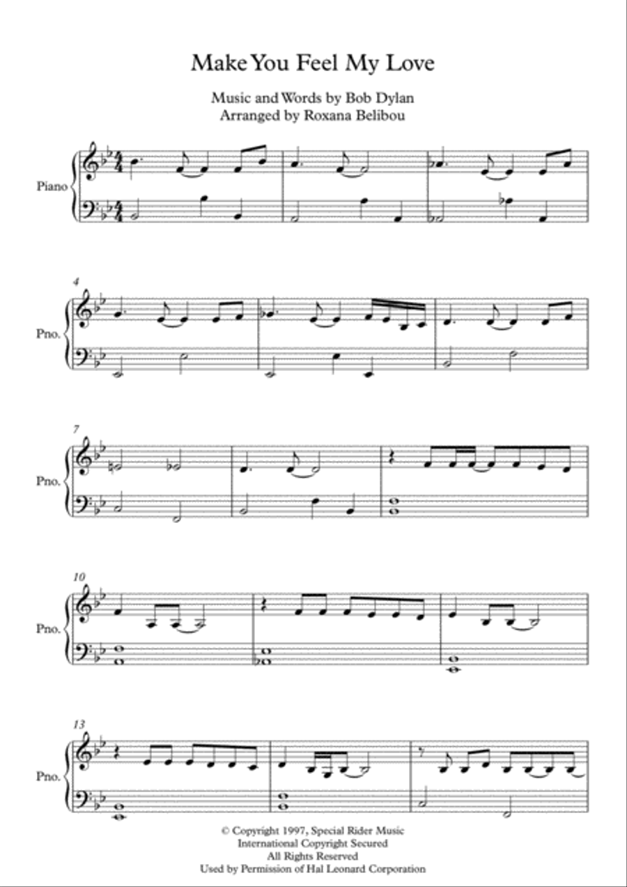 Make You Feel My Love Make You Feel My Love Easy Piano scores gallery preview page 1
