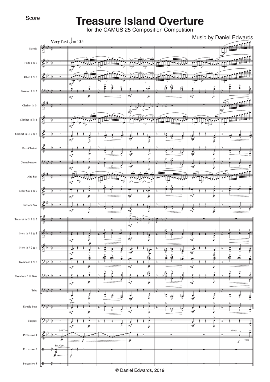 Treasure Island Overture - original composition for Concert Band by Daniel Edwards Concert Band scores gallery preview page 3