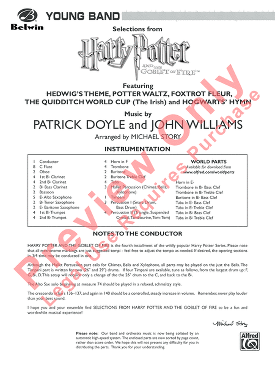 Harry Potter and the Goblet of Fire, Selections from