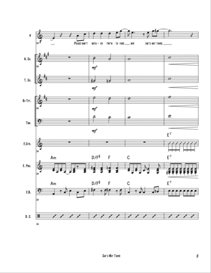She's Not There Jazz Ensemble scores gallery preview page 5