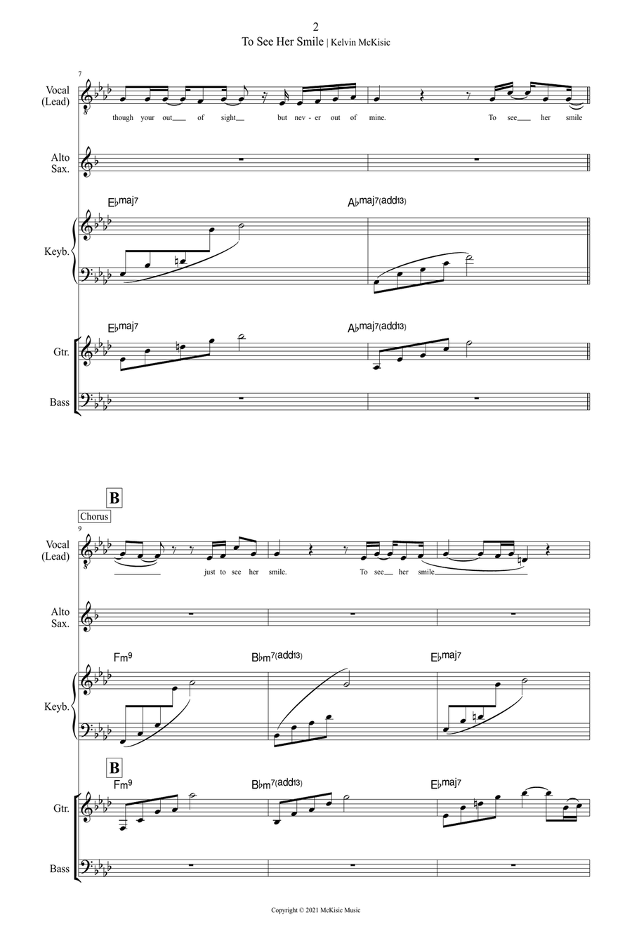 To See Her Smile (Vocal Edition) Jazz Ensemble scores gallery preview page 2