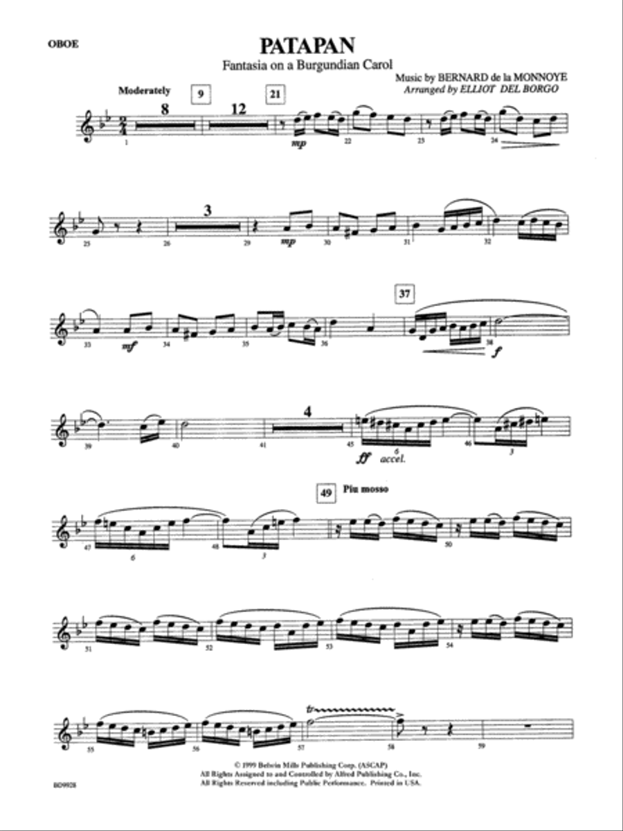 Patapan: Oboe Patapan: Oboe Concert Band scores gallery preview page 1