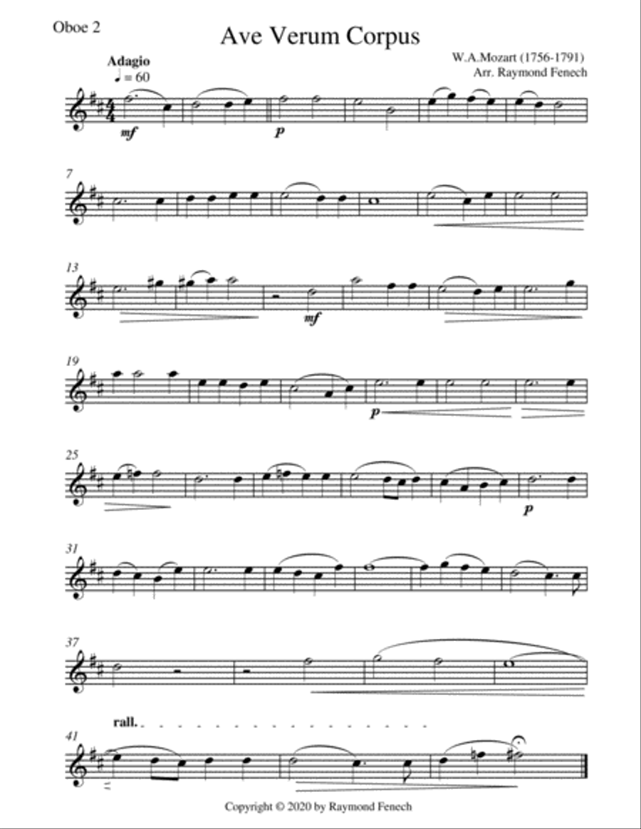 Ave Verum Corpus - Mozart - Woodwind Choir Quartet - Intermediate Woodwind Quartet scores gallery preview page 4