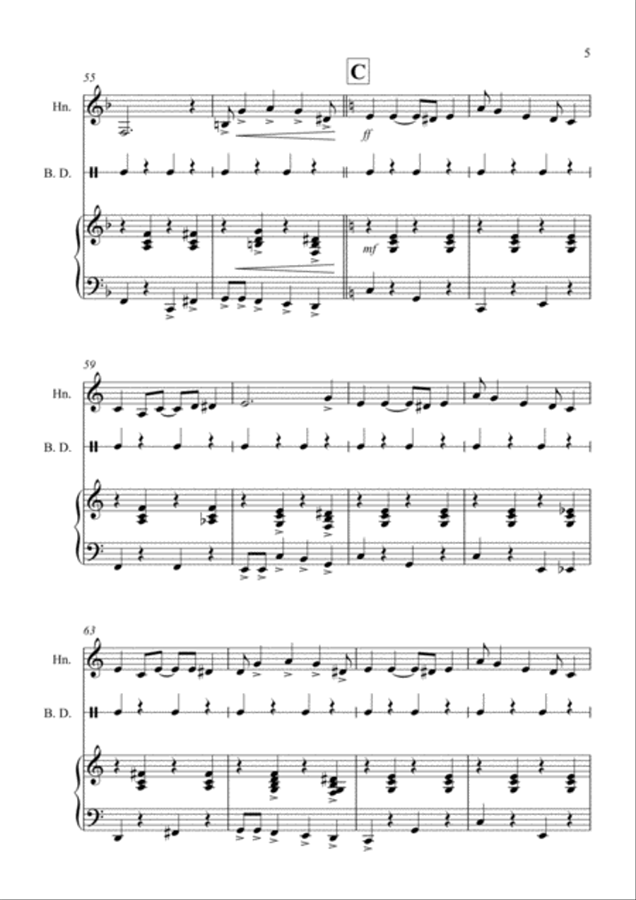 A Christmas Ragtime for French Horn and Piano Horn scores gallery preview page 5