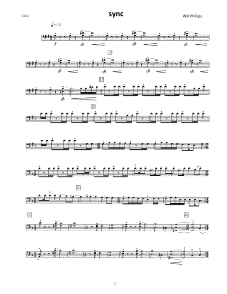 Sync (Cello Part Only) Small Ensemble scores gallery preview page 1