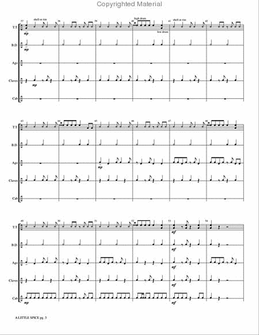 A Little Spice Percussion Ensemble scores gallery preview page 5