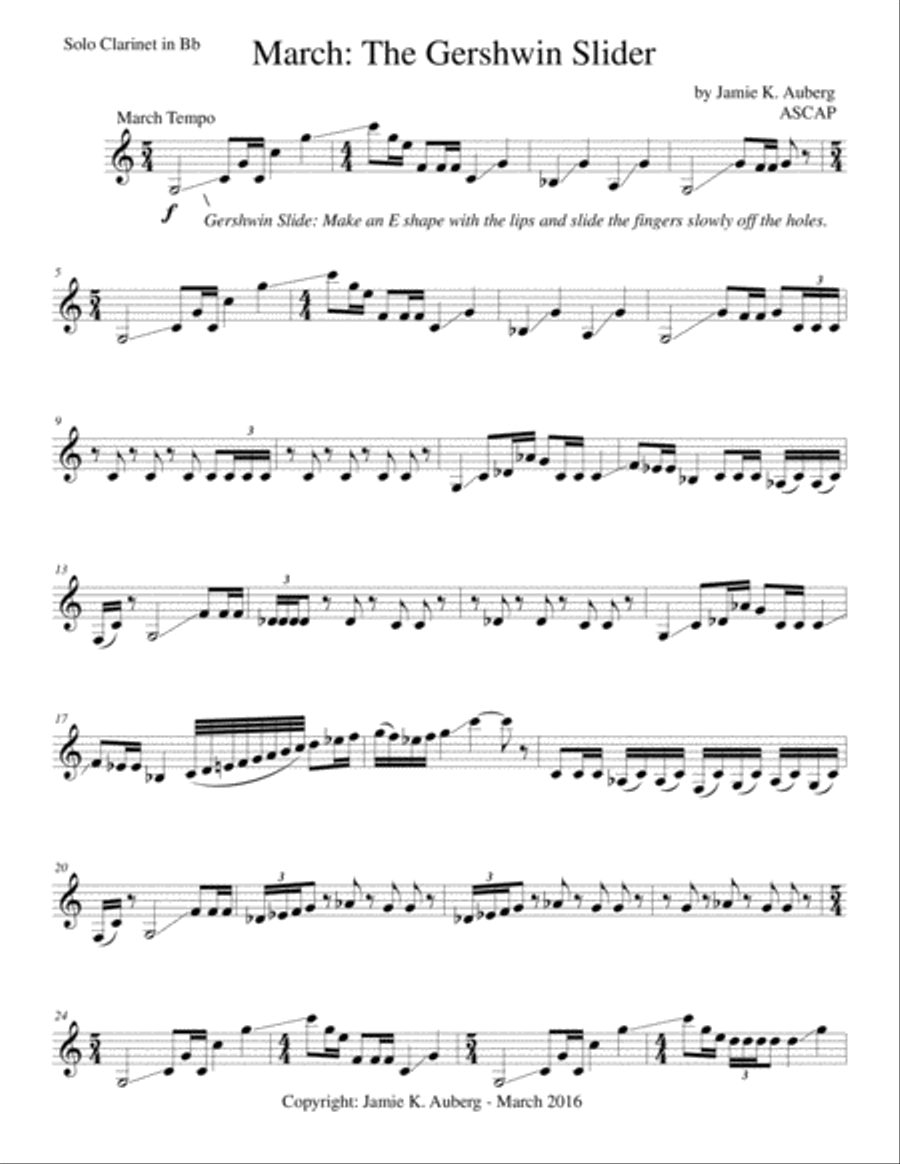 March: The Gershwin Slider Clarinet Solo scores gallery preview page 1