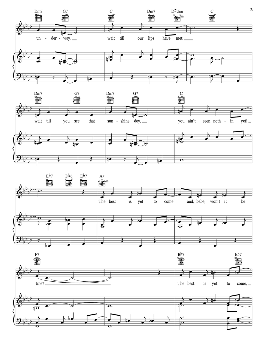 The Best Is Yet To Come Piano, Vocal, Guitar scores gallery preview page 3