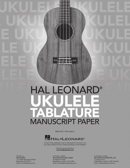 Hal Leonard Ukulele Tablature Manuscript Paper