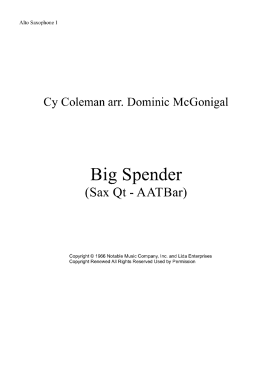 Big Spender Woodwind Quartet scores gallery preview page 6