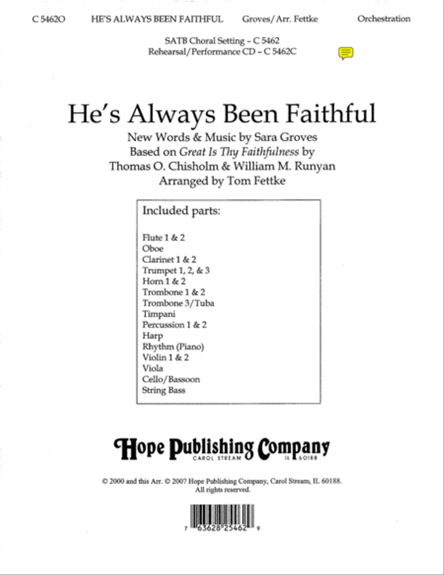 He's Always Been Faithful Orchestra scores gallery preview page 1