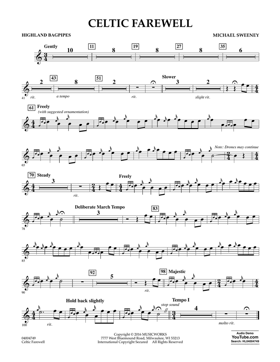 Celtic Farewell - Bagpipes Concert Band scores gallery preview page 1