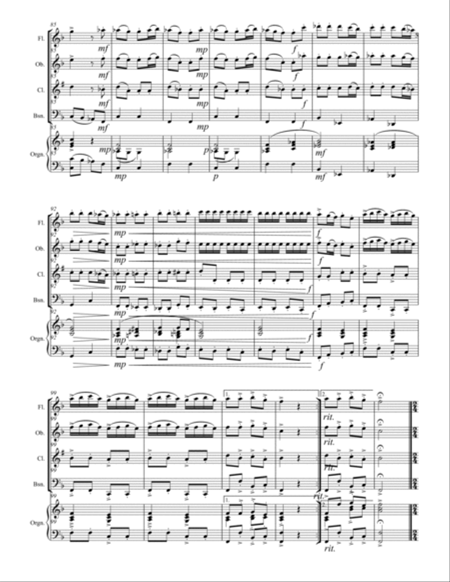 Vivaldi - Concerto in D Major RV 93 (for Woodwind Quartet and Optional Organ) Woodwind Quartet scores gallery preview page 6