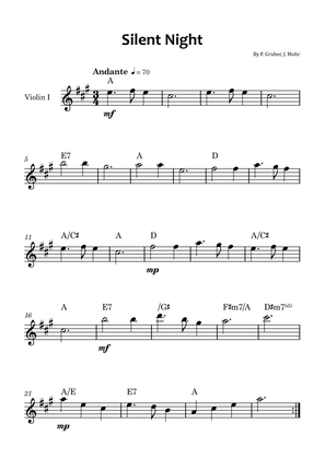 Silent Night - Violin solo with chord symbols