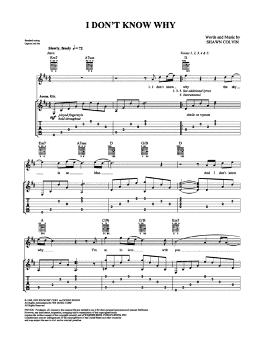 I Don't Know Why Electric Guitar scores gallery preview page 1