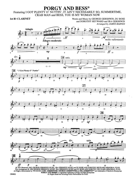 Porgy and Bess® (Medley): 1st B-flat Clarinet