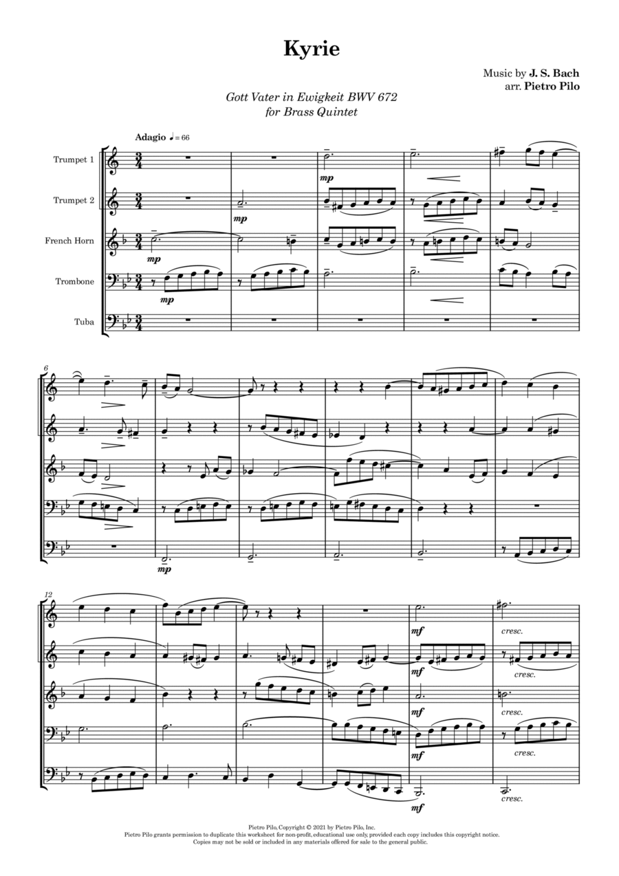 KYRIE - Gott Vater in Ewigkeit BWV 672 Brass Ensemble scores gallery preview page 1