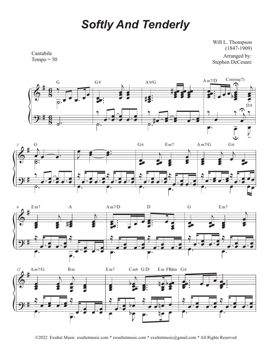 Softly And Tenderly (Trombone solo and Piano) Piano scores gallery preview page 5