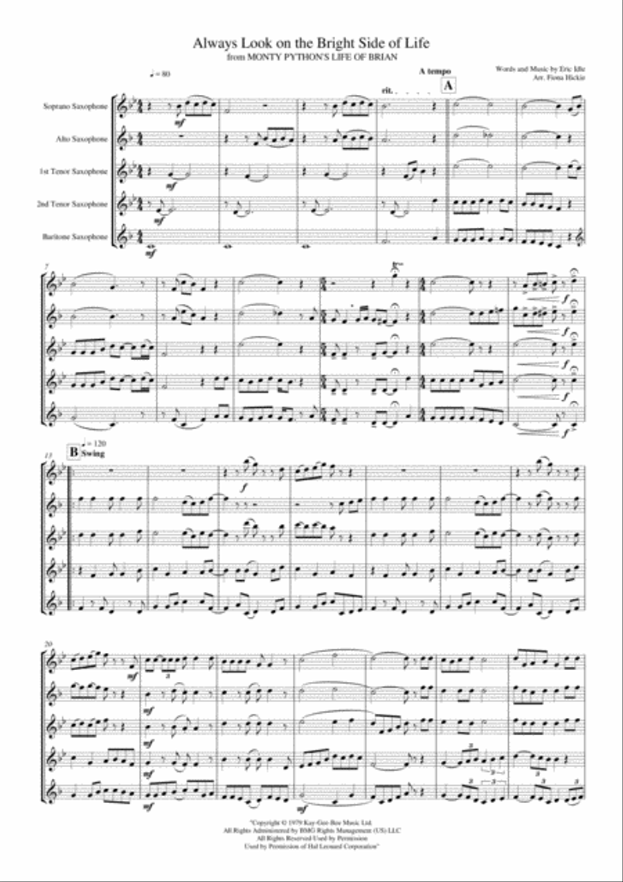 Always Look On The Bright Side Of Life Woodwind Quintet scores gallery preview page 2