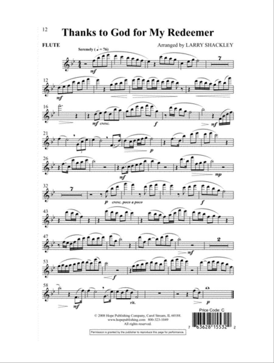 Thanks to God for My Redeemer 4-Part scores gallery preview page 12