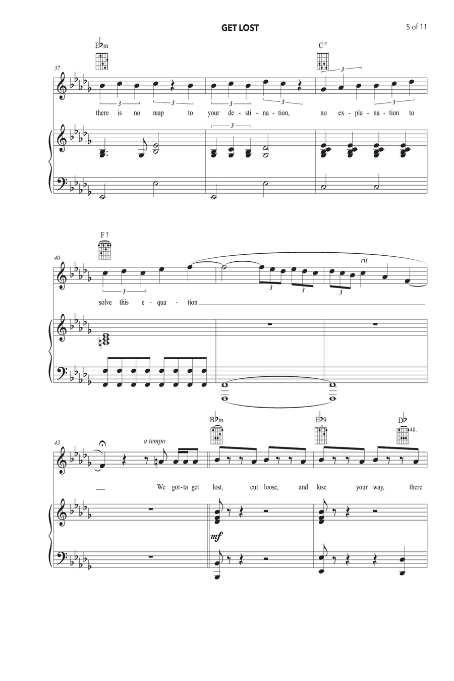 Get Lost Piano, Vocal scores gallery preview page 5