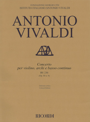 Book cover for Concerto D Major, RV 230, Op. III, No. 9