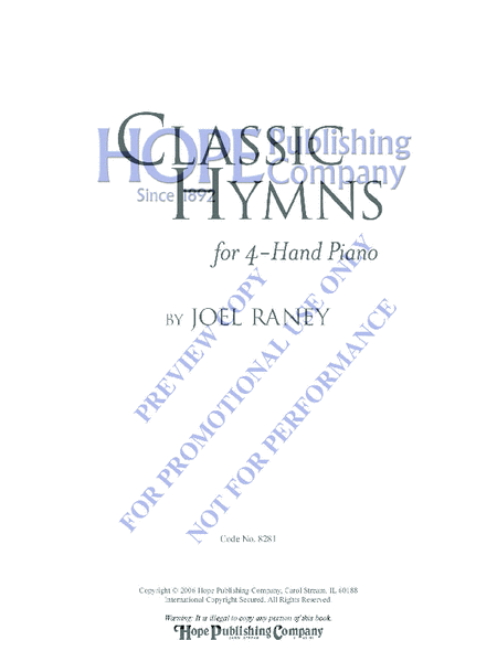 Classic Hymns for 4-Hand Piano - Piano 4-hand collection