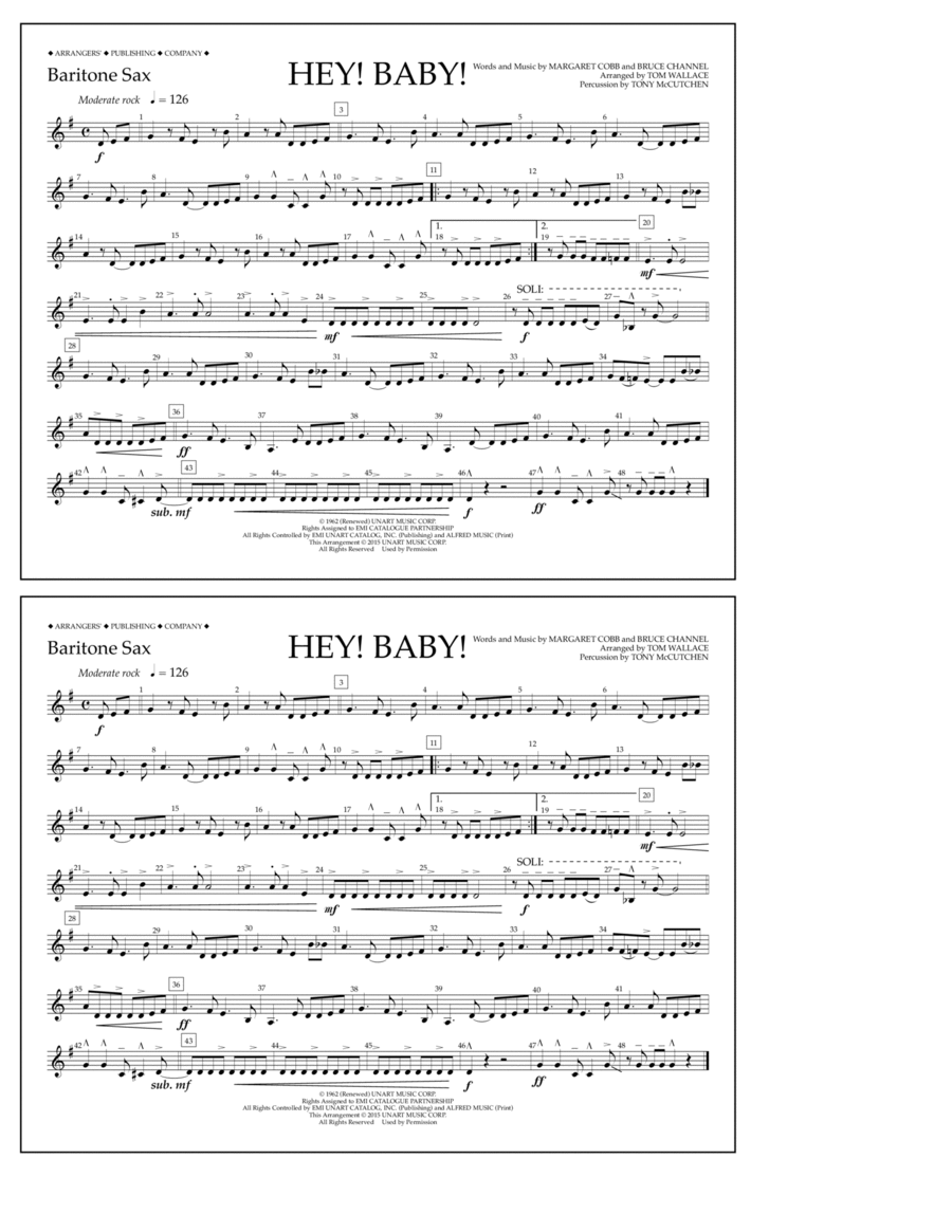 Book cover for Hey! Baby! - Baritone Sax