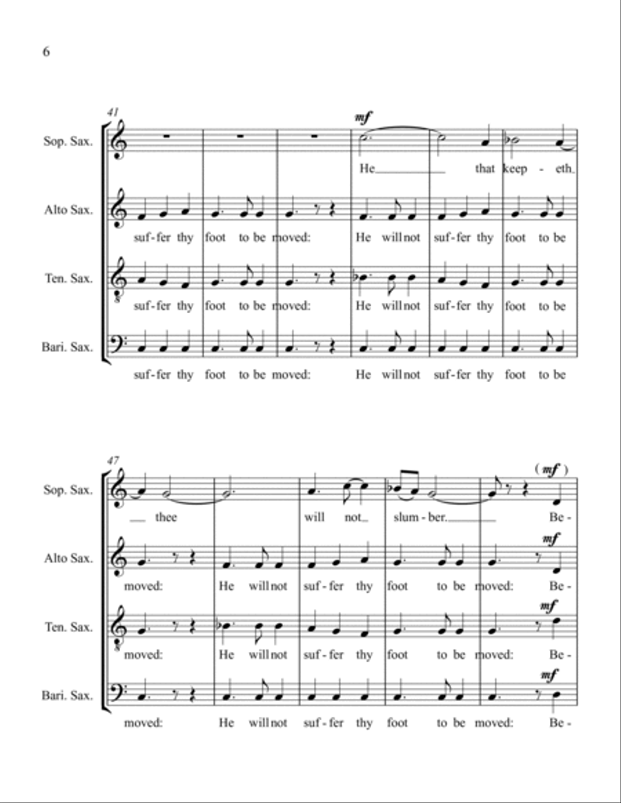 Psalm 121 for Saxophone Quartet Saxophone Quartet scores gallery preview page 6